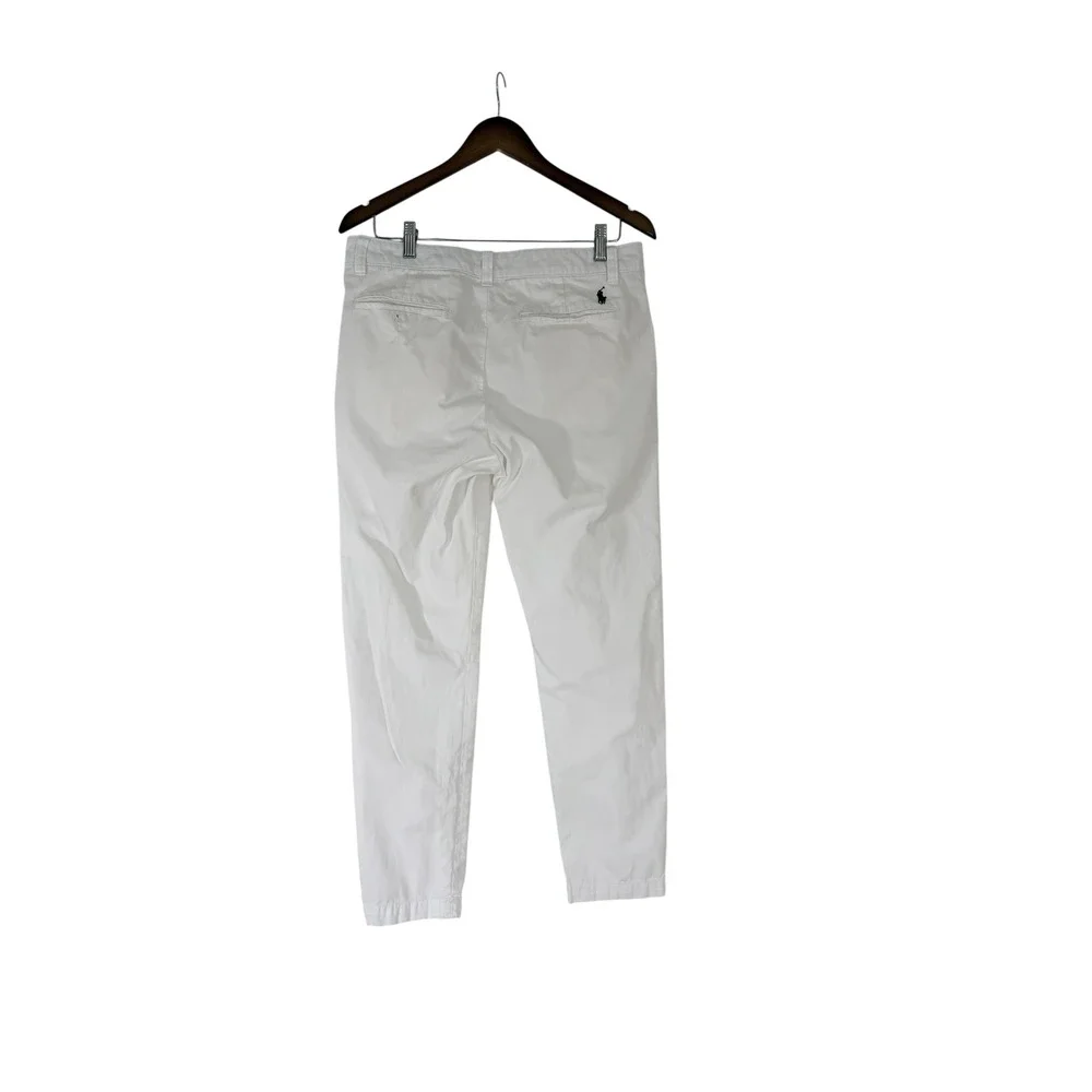 Polo Ralph Lauren Womens White Cotton Chino Pants Straight Leg Size 8 RN41381